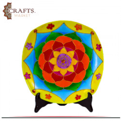 Hand-painted Multi- Color Porcelain Dish Table Decor decorated with a geometric decoration