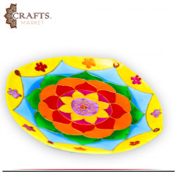 Hand-painted Multi- Color Porcelain Dish Table Decor decorated with a geometric decoration