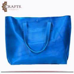 حقيبة يد نسائية من جلد لون أزرق 