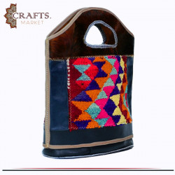 Handmade Dark Brown and Multi Color Genuine Cow Leather Women's 