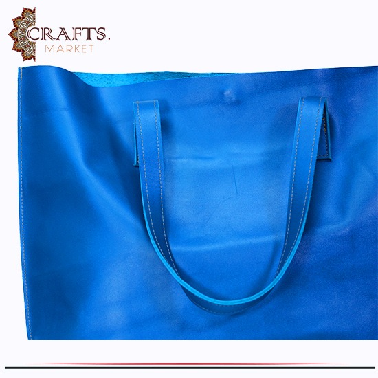 Handmade Blue Genuine Leather Women's Handbag