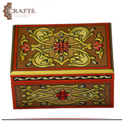 Hand-carved Wooden Mini Box with a Floral Motif