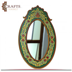 Hand-carved Wooden Hanging Mirror with a "Floral" Motif