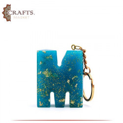 Handmade Turquoise Resin Key chain with a M letter design 