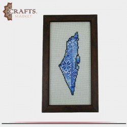 Handmade Embroidered " Palestine Map"  Design Wooden Wall Art