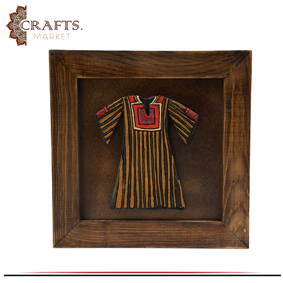 Hand-Painted Woods & Ceramic Wall Art with Bedouin traditional clothing design