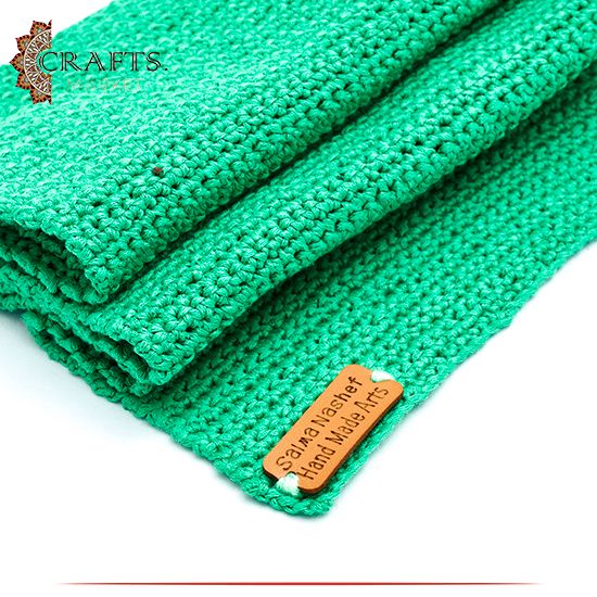 Hand-knitted Green Acrylic Scarf