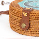 Handmade  honey-colored Straw Women's Bag decorated with a mandala design