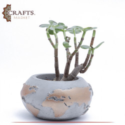 Handmade Duo Color Concrete Planted Pot With Earth Design 