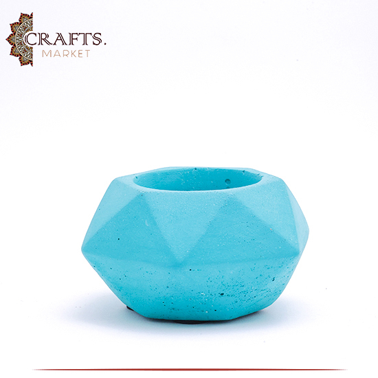 Handmade Turquoise Concrete Candle Pentagonal Pot