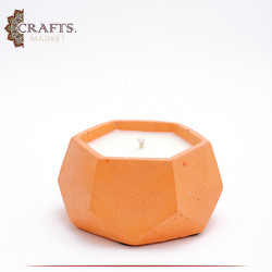 Handmade Orange Concrete Candle Hexagon Pot