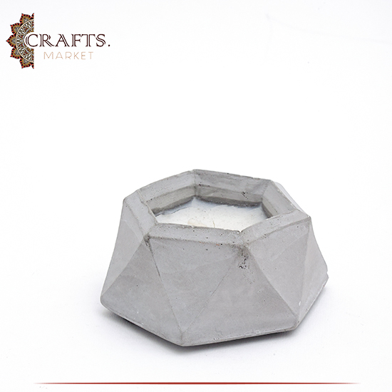 Handmade Grey Concrete Candle Hexagon Pot