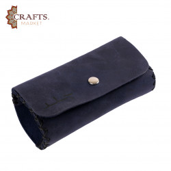 Handmade cigarette case made from genuine leather in navy blue Handmade cigarette case made from genuine leather in navy blue