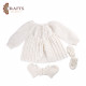 Handmade wool baby’s jacket with tassels and mittens