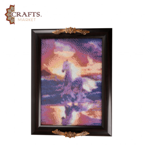 Handmade beaded tray with an artistic design Handmade beaded tray with an artistic design