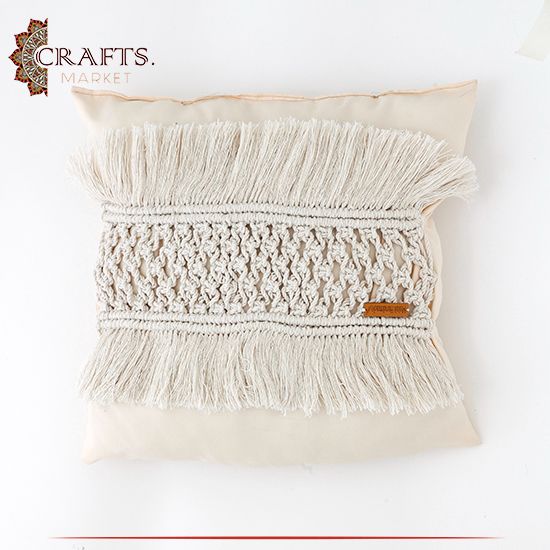 Handmade Off-white Crochet Pillow Handmade Off-white Crochet Pillow