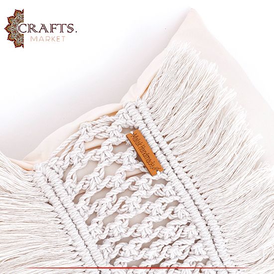 Handmade Off-white Crochet Pillow Handmade Off-white Crochet Pillow