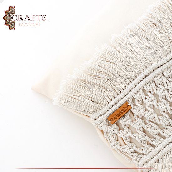 Handmade Off-white Crochet Pillow Handmade Off-white Crochet Pillow