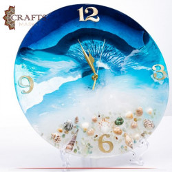 ساعة حائط دائرية من الراتينج مصنوعة يدويا بتصميم مستوحى من البحر
