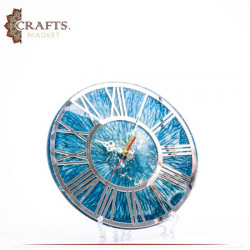 ساعة حائط دائرية من الراتينج مصنوعة يدويا بلونين