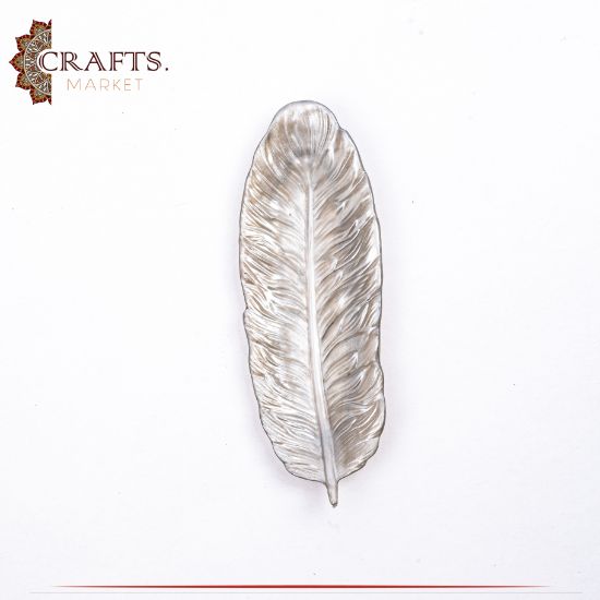 Handmade Silver Tone Resin Serving Plate with Leaf design