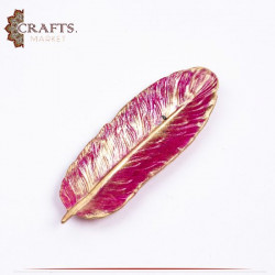 Handmade Fuchsia Resin Serving Plate with Leaf design