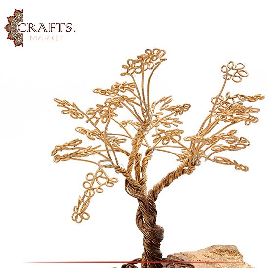 ديكور طاولة بتصميم شجرة من المعدن مصنوعة يدويا لون ذهبي