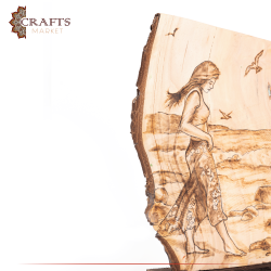 Pyrography Art Lady At The Beach Design