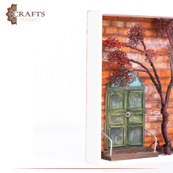 ديكور للمنزل من الخشب مصنع يدويا بالوان متعددة بتصميم واجهة بيت