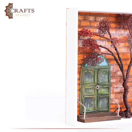 ديكور للمنزل من الخشب مصنع يدويا بالوان متعددة بتصميم واجهة بيت