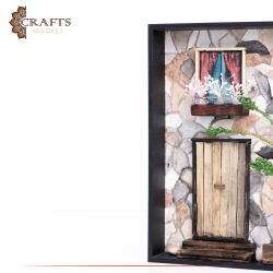 ديكور للمنزل من الخشب مصنع يدويا بالوان متعددة بتصميم واجهة بيت   