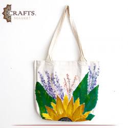 Handmade Fabric Women Tote Bag "Yellow Chrysanthemum Flower"