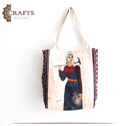 Handmade Fabric Women Tote Bag "Palestinian Woman"