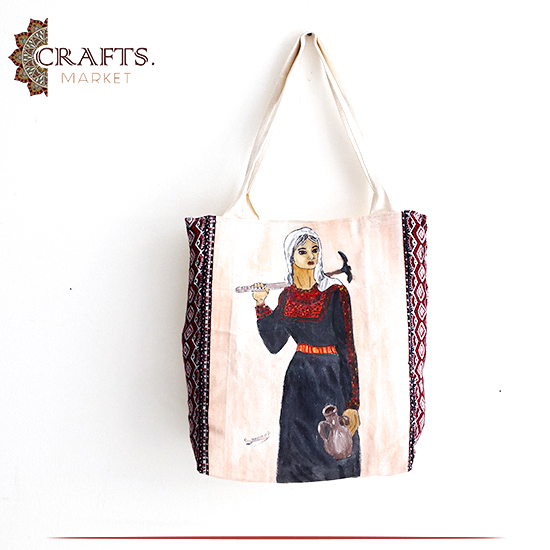 Handmade Fabric Women Tote Bag Palestinian Woman