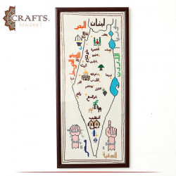 Handmade Multi Color Embroidered  Palestine Map   Design Wall Art