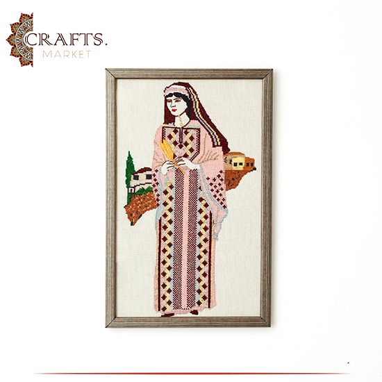 Hand-Embroidered The Traditional Palestinian Women Dress  Design Wall Art