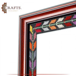 Hanging Mirror With Embroidered Wooden Frame with peasant embroidery
