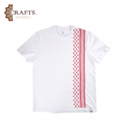 A cotton and polyester T-shirt, size (L), hand-embroidered with the Jordanian shemagh