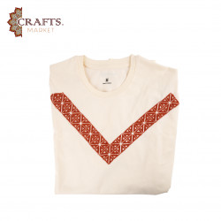 A cotton and polyester T-shirt, size (M), hand-embroidered