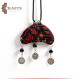 Handmade Black Fabric Women Necklace with peasant embroidery