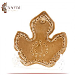 Handcrafted Brown Clay Plate with Tree leave Design
