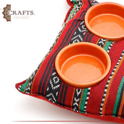 Handmade Multi-Color Serving Plates set with a Thermal Pad with a Heritage design, 5 pieces