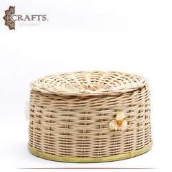 Handmade Beige Straw Bread Basket