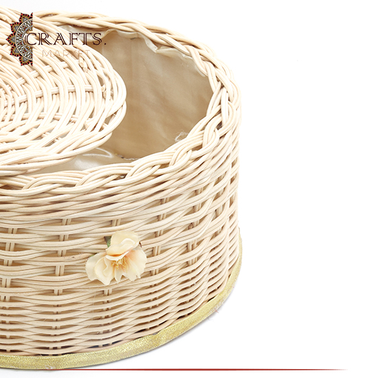 Handmade Beige Straw Bread Basket