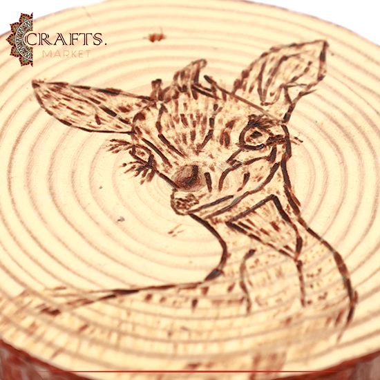 Wooden Pyrography Art  Deer Design