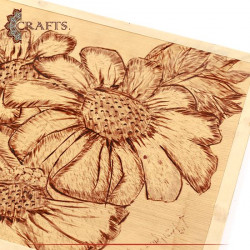 Wooden Pyrography Art  Flowers  Design Wall Hanging