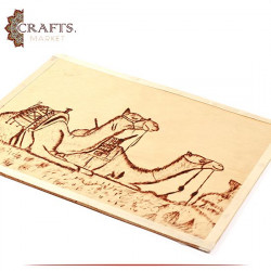 Wooden Pyrography Art  Camels  Design Wall Hanging