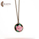 Handmade Brass Metal Necklace with a Hand-embroidered Pendant  Roses design.