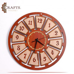 Handcrafted Brown Wooden Wall Clock 