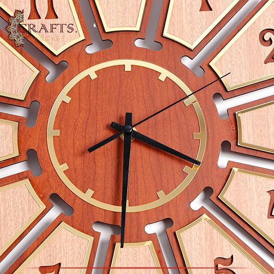 Handcrafted Brown Wooden Wall Clock 